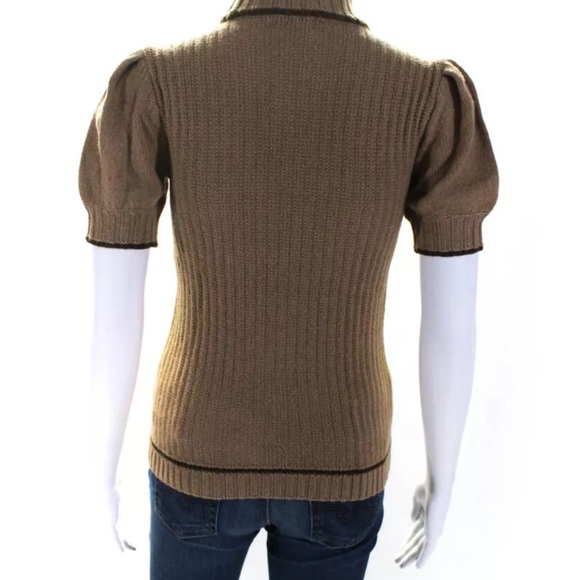 Authentic Gucci Womens  Puffy Short Sleeves Turtleneck Sweater Brown Size Small! - Picture 4 of 11